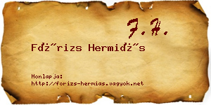 Fórizs Hermiás névjegykártya